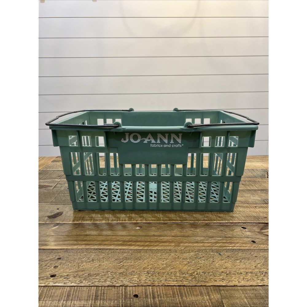 Joann Fabrics And Crafts Store Shopping Basket Mint Green Hand Carry 1990's